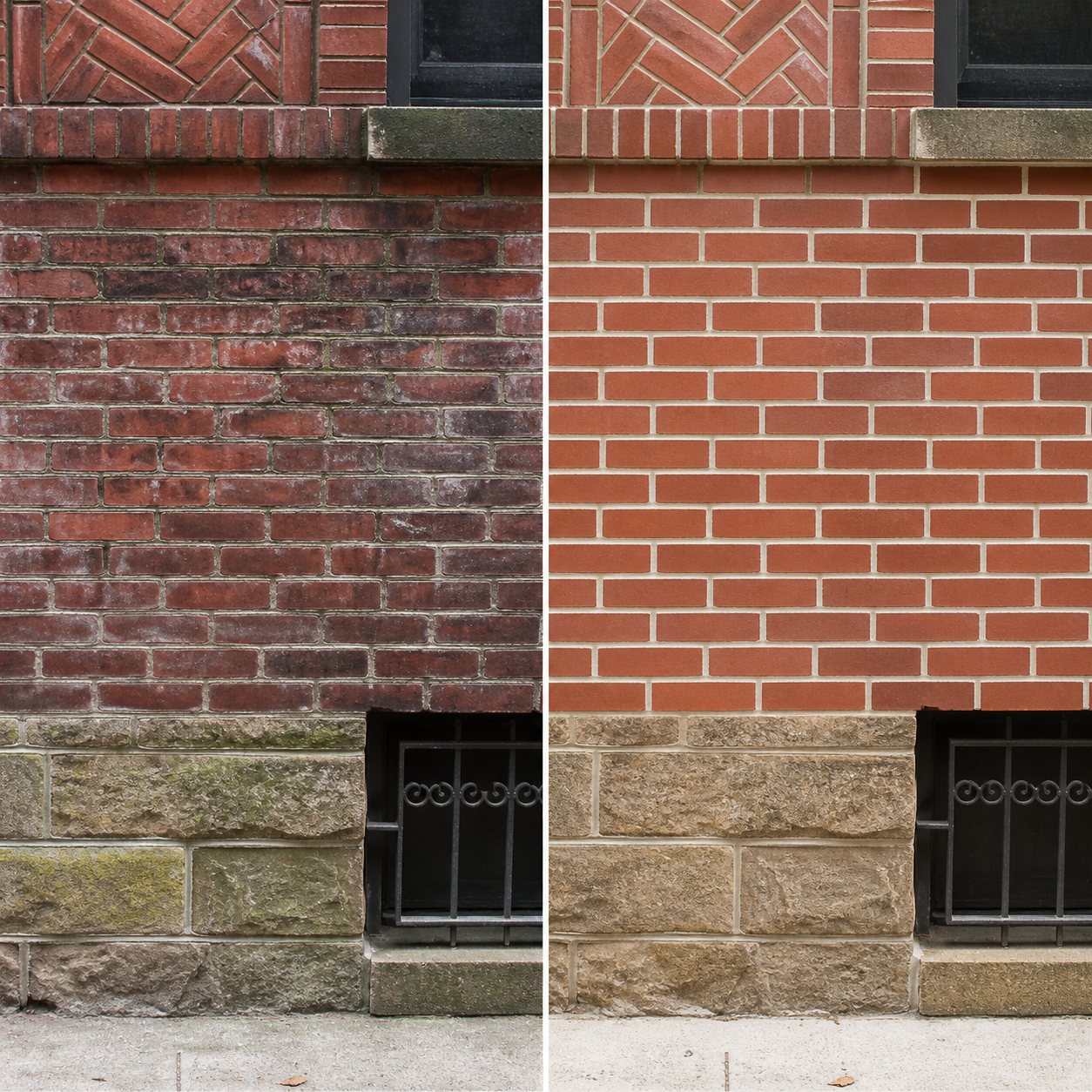 Brick pointing before and after example