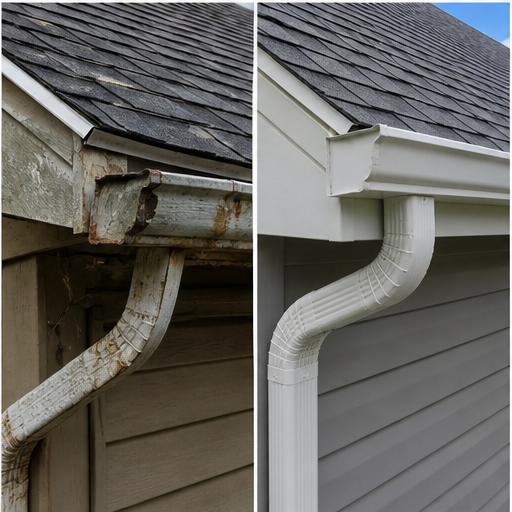Gutters before and after example