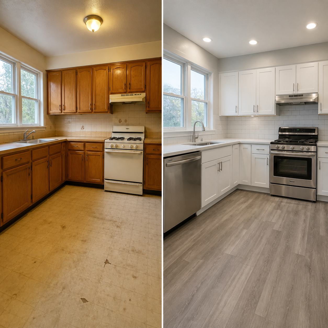 Kitchen remodeling before and after example