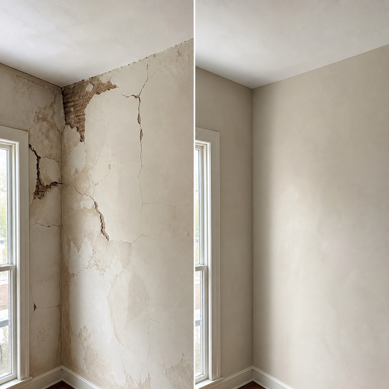 Plaster before and after example