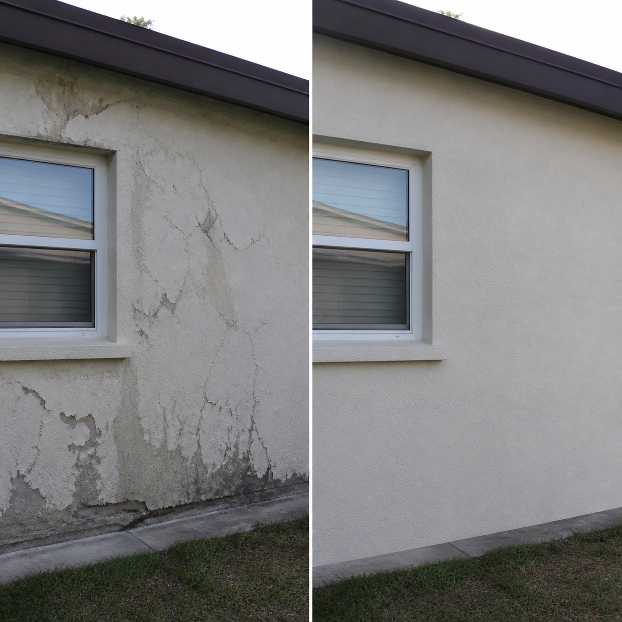 Stucco before and after example