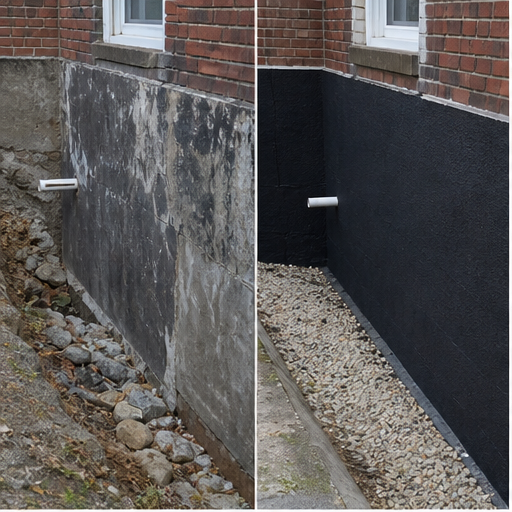 Waterproofing before and after example